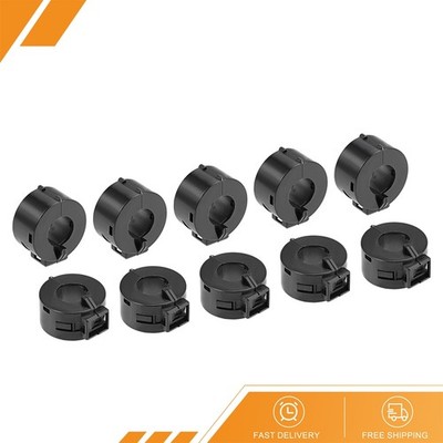 10Pcs 15mm Ferrite Core Ring Clip-On RFI EMI Noise Suppression Cable Clip Black