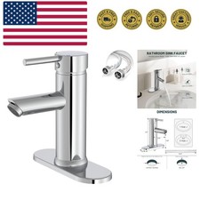 Chrome Bathroom Faucet 1 Hole, Single Lever Bathroom Sink Faucets Modern Deck...