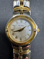 Vintage BULOVA Women 98L56 MOP White Dial Analog Display Two Tone Watch 22MM