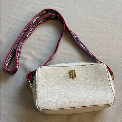 Tommy Hilfiger Adrienne II White Pebble Camera Crossbody Bag