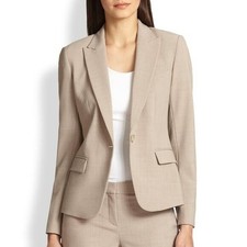 Ann Taylor NEW Virgin Wool Blend Pinstripe Blazer Size 2 Beige 228