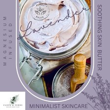 Handmade Lavender Magnesium Body Butter: Natural Whipped Skin Cream