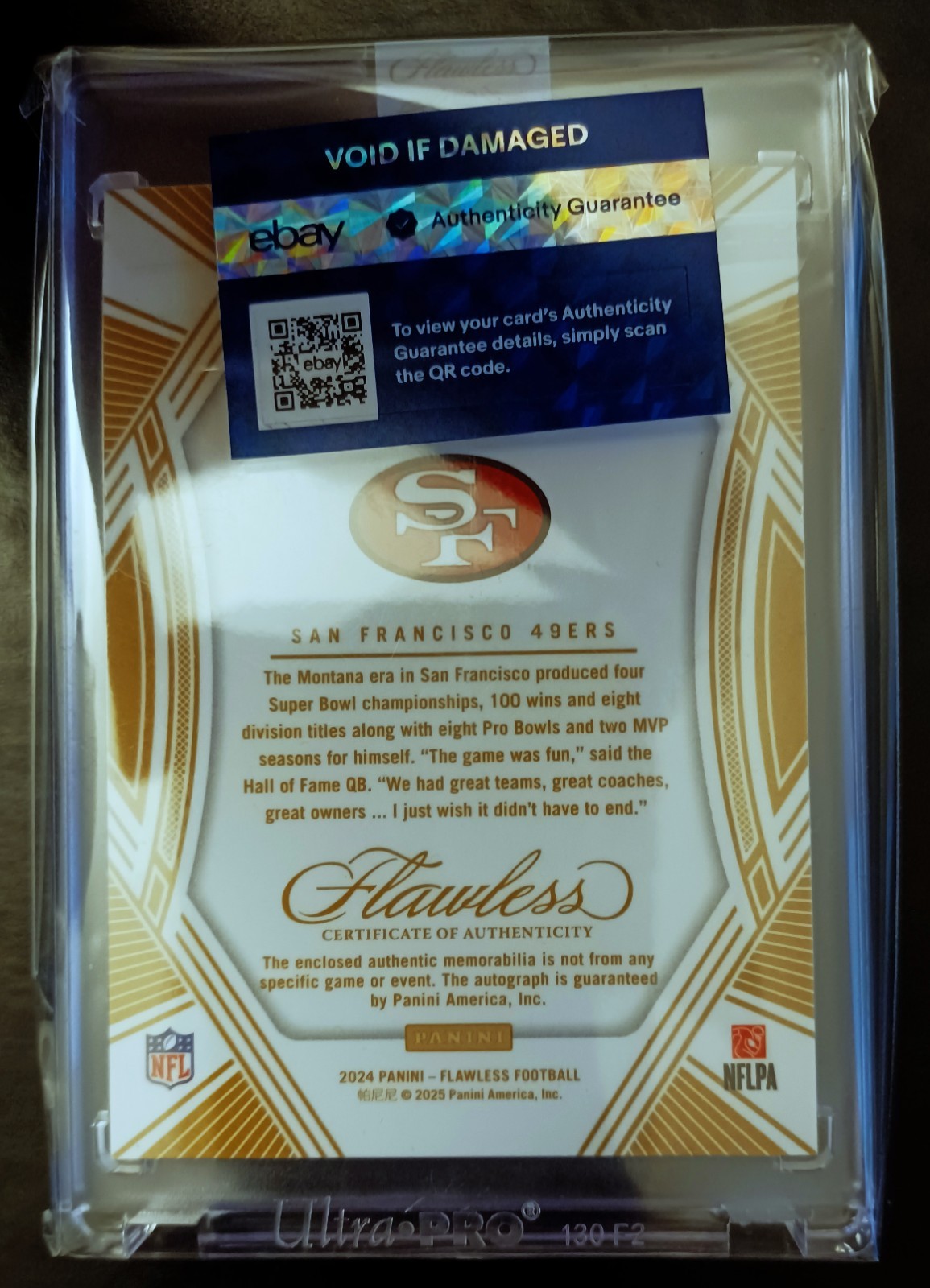JOE MONTANA-2024 Flawless (#6/6) DUAL 2-COLOR NAMEPLATE PATCH/JERSEY/AUTO - 1/1 view 4
