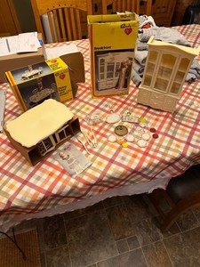 Vintage 1978 Sindy  Dining Table & Chairs Set Buffet  Doll Furniture #1235