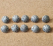Silver  Unique Cut Out Design Shank Back 1/2" Shape Buttons-Set of 10 METAL 