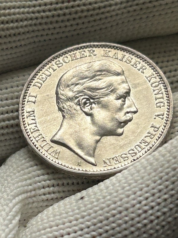 1909A Drei Mark Wilhelm II Deutscher Kaiser. Silver.