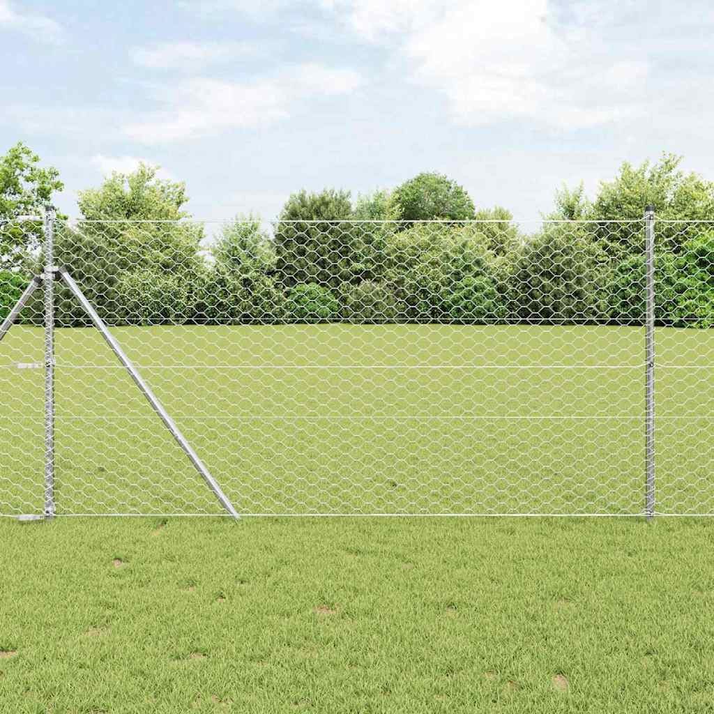 Palo Recinzione Acciaio Argento 25x1,4m | Massima Durata e Rete 50mm