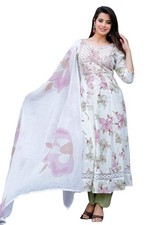 Women Rayon Anarkali Embroidered Printed Kurta Pant and Dupatta Set