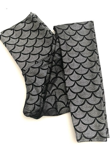 Emily Hsu Silver Shimmer Mermaid Fish Scale Leggings, Medium
