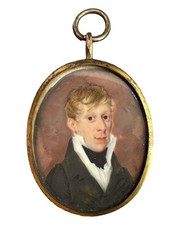 19thC Antique REGENCY Era GENTLEMAN PORTRAIT Old MINIATURE PAINTING