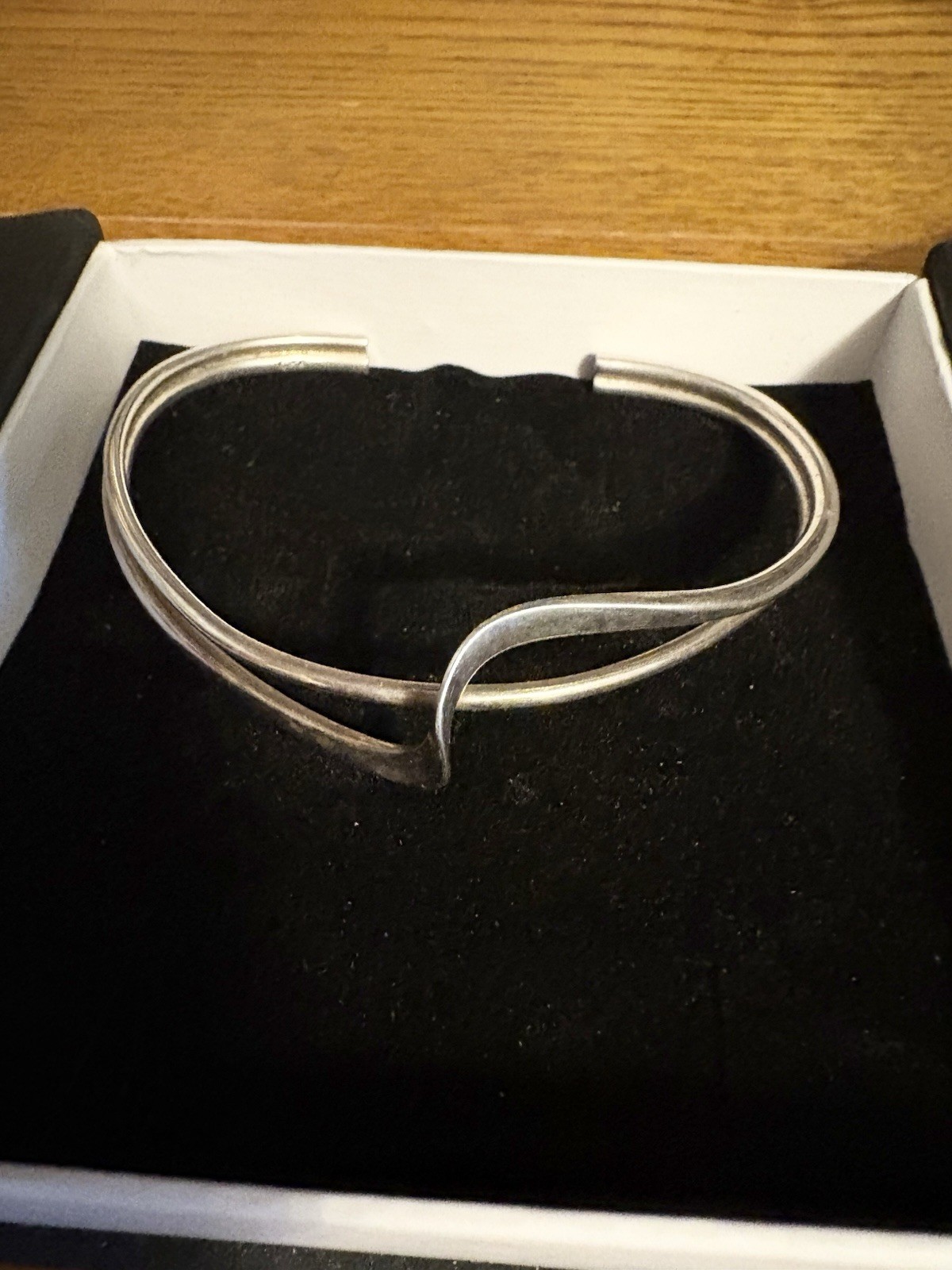 925 Solid Sterling Silver Modernist Wave Bangle B… - image 3