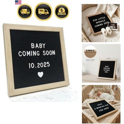 Black Felt Letter Board 10x10in, Baby Announcement Sign & Pregnancy Announcem...