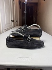 Salvatore Ferragamo Parigi Gancini Driving Loafers Suede Bit Mens Size 7