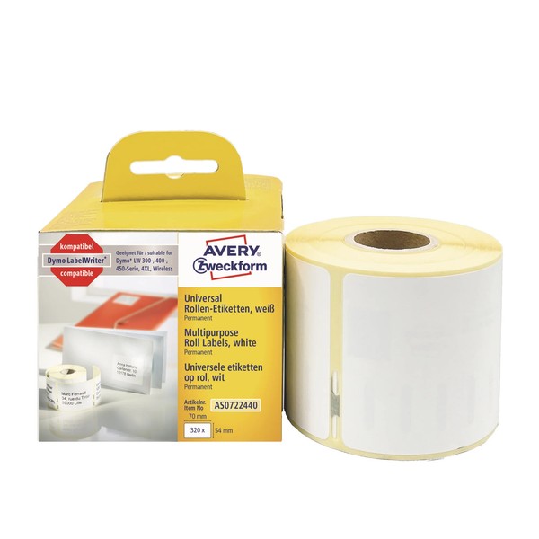 1 Bis 20X Avery Zweckform Rollenetiketten, 70 X 54 Mm, Weiß - Spare Bis Zu 31%-image