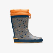 Clarks Boys,Girls,Kids Unisex Tarri Race Kid Grey Print Wellies Synthetic Casual