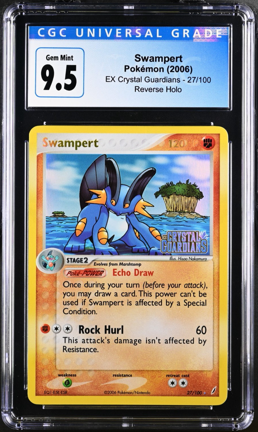 2006 POKEMON EX CRYSTAL GUARDIANS #27 SWAMPERT-REVERSE FOIL CGC 9.5 Gem Mint