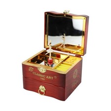 Musical Jewellery Box with Classic Rotating Ballerina Dancer free size, Brown