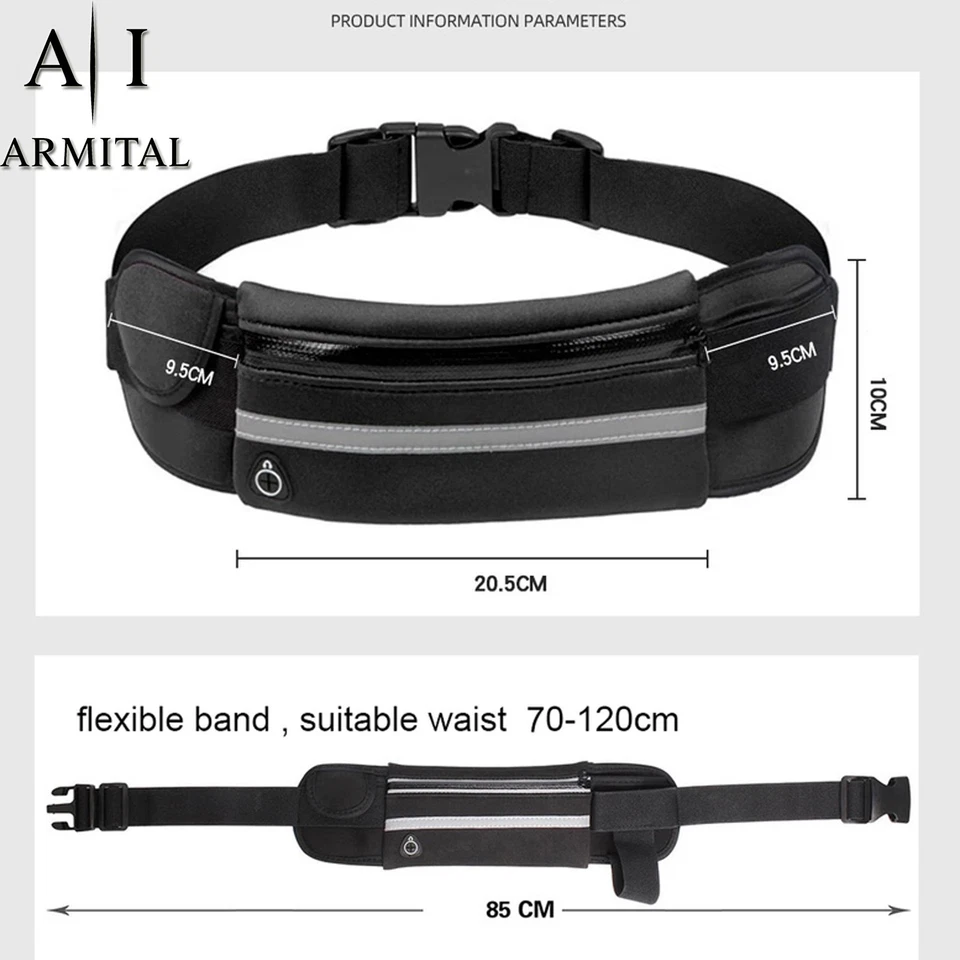 Marsupio Sportivo Porta Borraccia Running Belt Impermeabile Regolabile per Corsa - Immagine 4 di 4