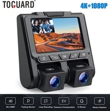 TOGUARD Dual 4K+1080P Dash Cam Front+Inside Car DVR Camera Recorder Night Vision