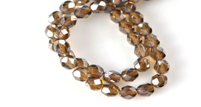 50 Smoky Topaz Luster Faceted Glass Beads 6MM 