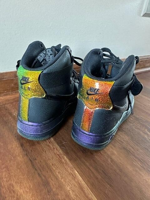 Iridescent, Metallic, Duochrome Purple Black Nike Air Force High Women's