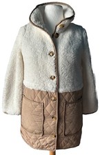 Ex Nina Leonard Coat Fleece Padded Winter Warm Jacket Lined Cream White Medium M