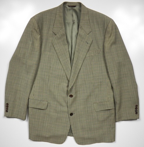 HUGO BOSS MENS 54 44 L BLAZER COAT JACKET WOOL STYLISH GREEN RED CHECK USA MADE - Picture 2 of 6