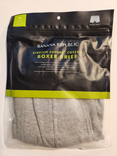 NEW BANANA REPUBLIC Stretch Supima Cotton Boxer Brief Medium 32-34 Gray U#21