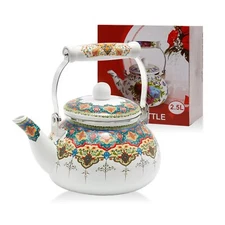 Colorful Water Tea KettleTea Kettle Pot for Stove Top Porcelain Large Enamel ...
