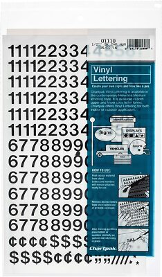 Chartpak Self-Adhesive Vinyl Numbers, 1/2 Inch High, Black, 210 per Pack (01110)