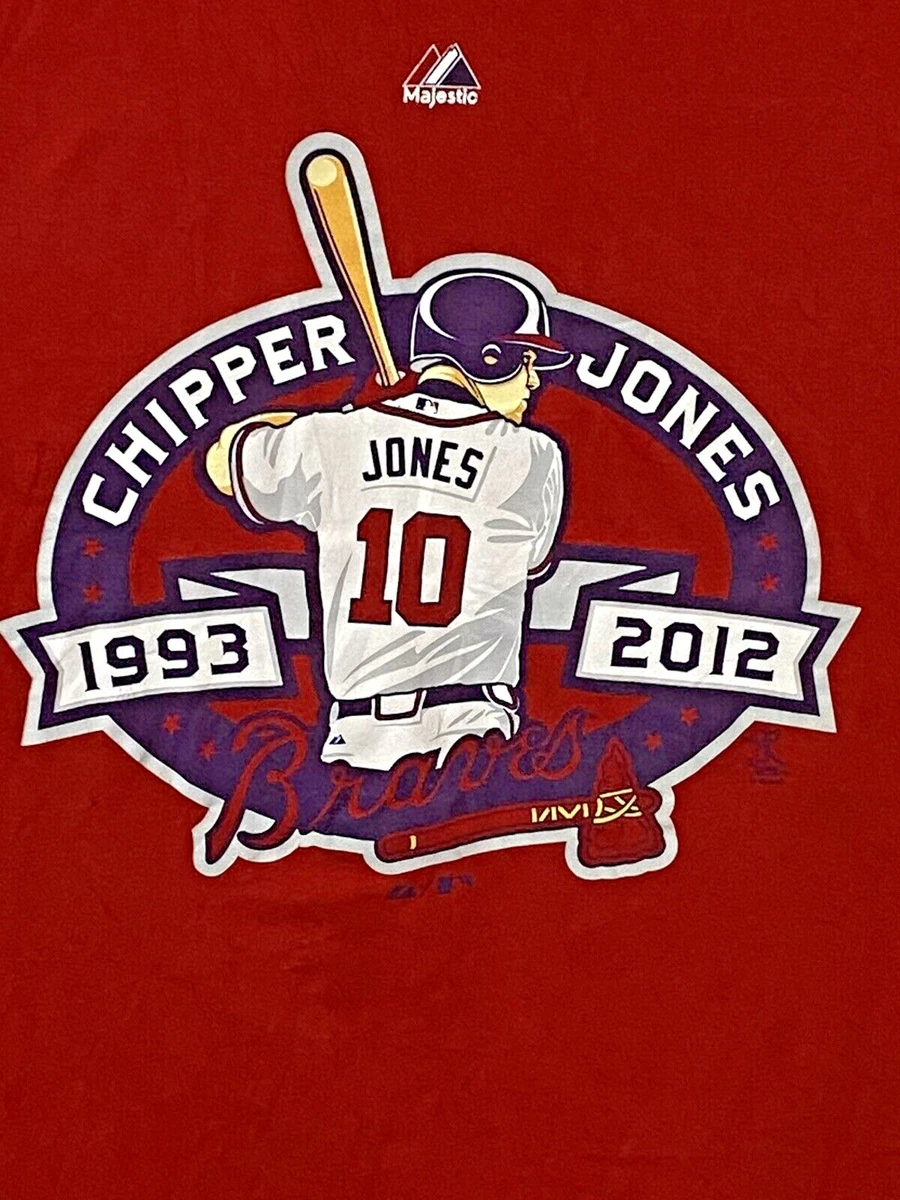 Atlanta Braves Chipper Jones T-Shirt Mens Medium Red Vintage Short Sleeve  MLB