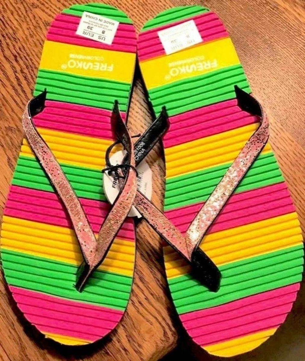 FRESKO COLORSENSE WOMEN S MULTI COLOR COLOR BLOCK FLIP FLOP