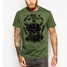 Military T-Shirt Army Navy Machine Gunner Sniper Paratrooper Infantry