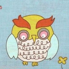 M. STYLE Hoot OWL TWIN 2pc DUVET COVER SET BLUE GREEN COTTON RED PINK BROWN BIRD