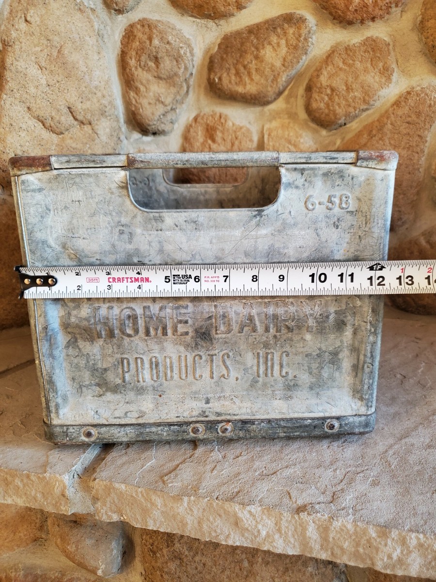Vintage Galvanized Metal Milk Crate 1950's - PINKERTON'S Home
