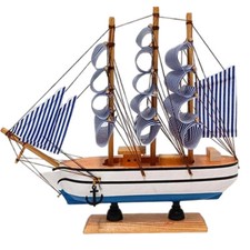 Veliero in legno con vele in stoffa barca vascello dei pirati da collezione H 21