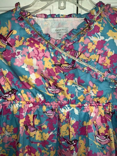 NEW 12 Garnet Hill Floral Dress w/ Gold Cording & an Empire Waist Originally $48 - Picture 2 of 3