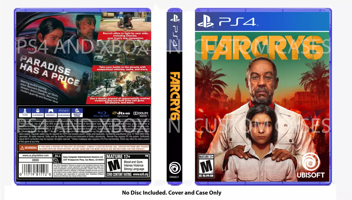 Official Far Cry 6 Graphics Logo Matte Vinyl Faceplate Sticker Gaming Skin  Decal Cover Compatible with Sony Playstation 5 PS5 Disc Edition Console &  DualSense Controller : : Electronics