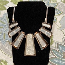 EGYPTIAN REVIVAL CLEOPATRA STATEMENT COLLAR NECKLACE ACRYLIC SILVERTONE