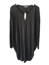 NEW MICHAEL STARS Womens Dress Drape Front Pockets Gray Milano Jersey Sz L NWT