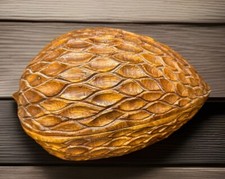 Vintage Hand Carved Wood Walnut Shaped Box