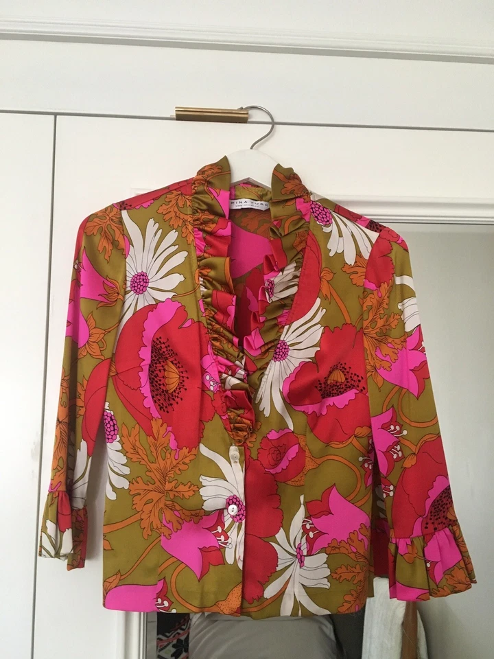 Chaqueta corta TRINA TURK Chartruese roja naranja rosa seda talla 2 pequeña Foto 4 de 4