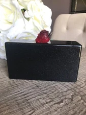 Edie parker Jean Black Glitter Strawberry Acrylic clutch Handbag