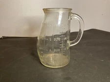 Vintage 1 Quart Glasco Potbelly Pitcher - Embossed Measurements