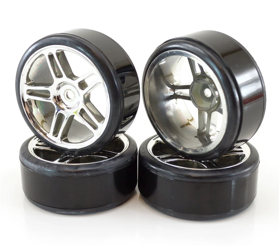 Redcat Racing Lightning EP Drift Tires Chrome 5 Split Wheels (12mm) 07003 - Image 3 of 3