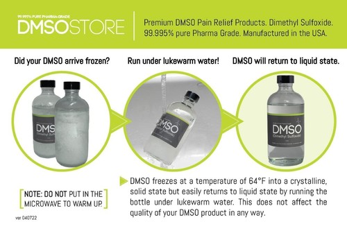 DMSO 8 oz. Liquid in a Sterile Glass Bottle, Pure 99.995% Pharma Grade, Non-Dilu - Picture 3 of 3