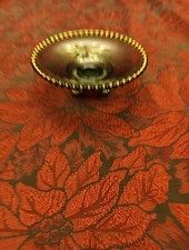 Vintage Lacy Medallion 1901 Atlantic City Souvenir Pedistal Dish Green/Gold Trim