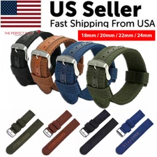 18mm 20mm 22mm 24mm Military Canvas Nylon Wrist Watch Band Strap Bracelet Sport
