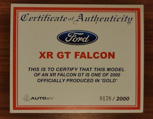 1:18 Biante/Autoart 1967 Ford Falcon XR GT - Gold - Never out Box - Only 2000! - Picture 4 of 4