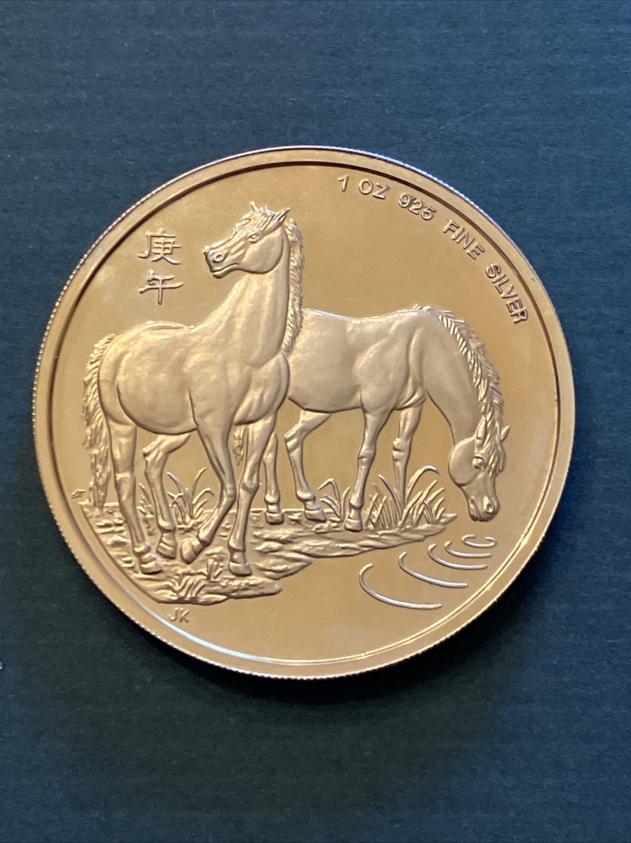 生源ゴールド　１か月分90本 1990 Singapore 1oz Silver/Gold Plated Proof Coin Year of The